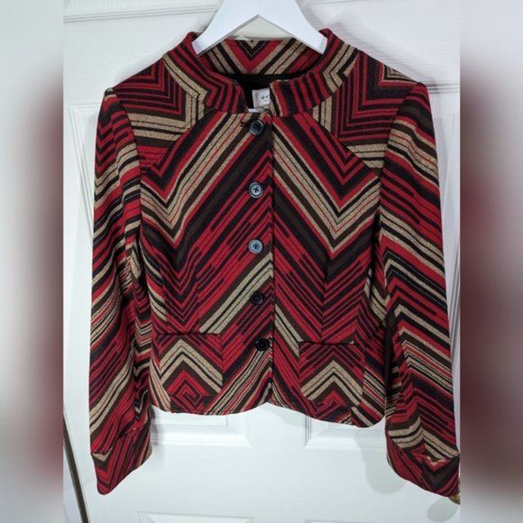 Eci red & gold brown button front jacket size 8 - Picture 1 of 8